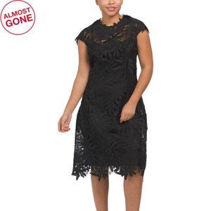 Rickie Freeman for Teri Jon 3d Lace Cap Sleeve Midi Dress